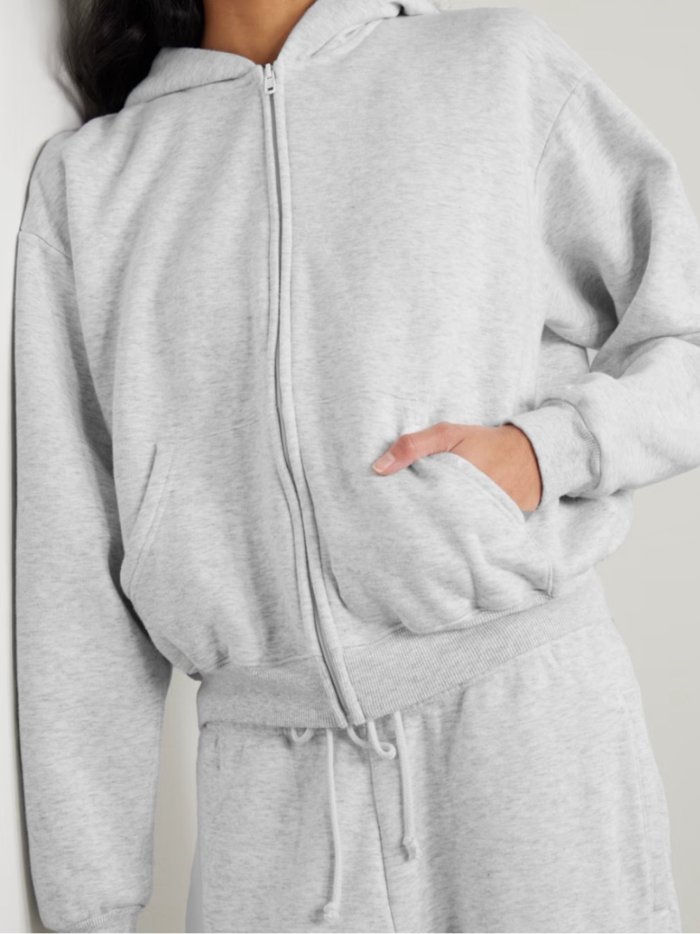 SKIMS Light Heather Gray Zip Hoodie & pants